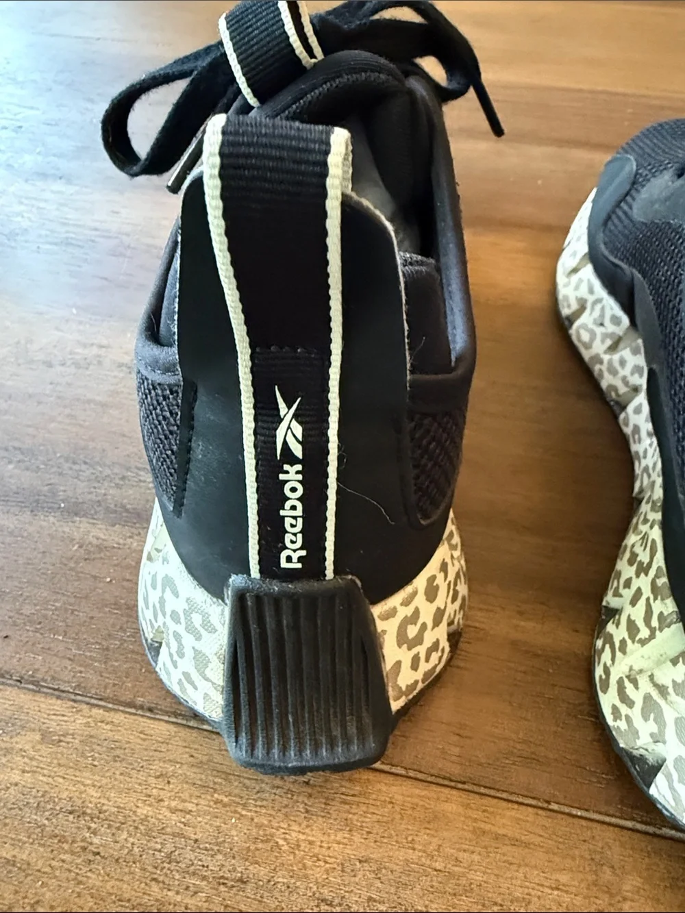NWOT- Ortho Comfort Reebok Black Athletic Shoes with Patterned Cheetah Sole-8